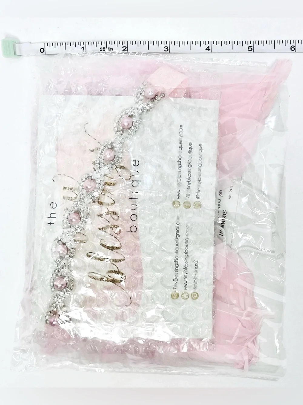 Newborn Baby Angel Wings Pink Feather Halo Rhinestone Photo Prop